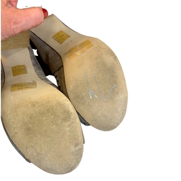 Jeffrey Campbell Cordia taupe suede open toe oxfords, 8.5, block heels, academia - Picture 7 of 9